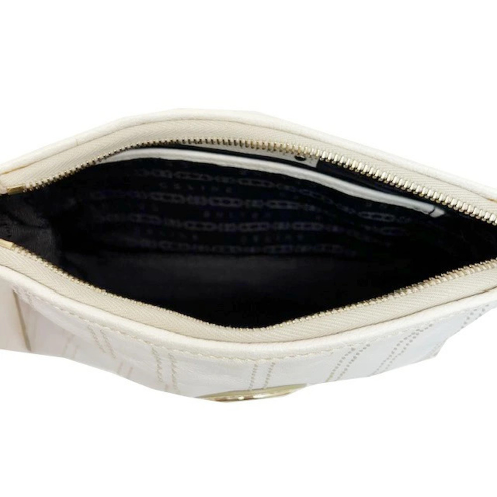 CELINE Accessory Clutch White Leather Intrecciato Bag - Picture 8 of 9